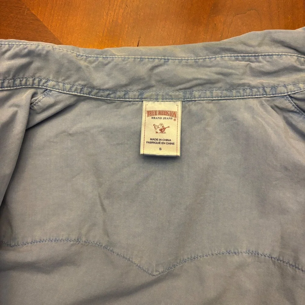 True Religion | Mens S | Western Pearl Snap Shirt Light Blue Cotton Long Sleeve